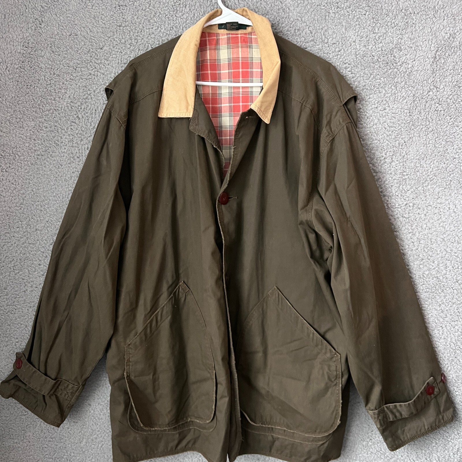 J Crew Jacket Mens XL Green Barn Chore Coat Flannel Corduroy