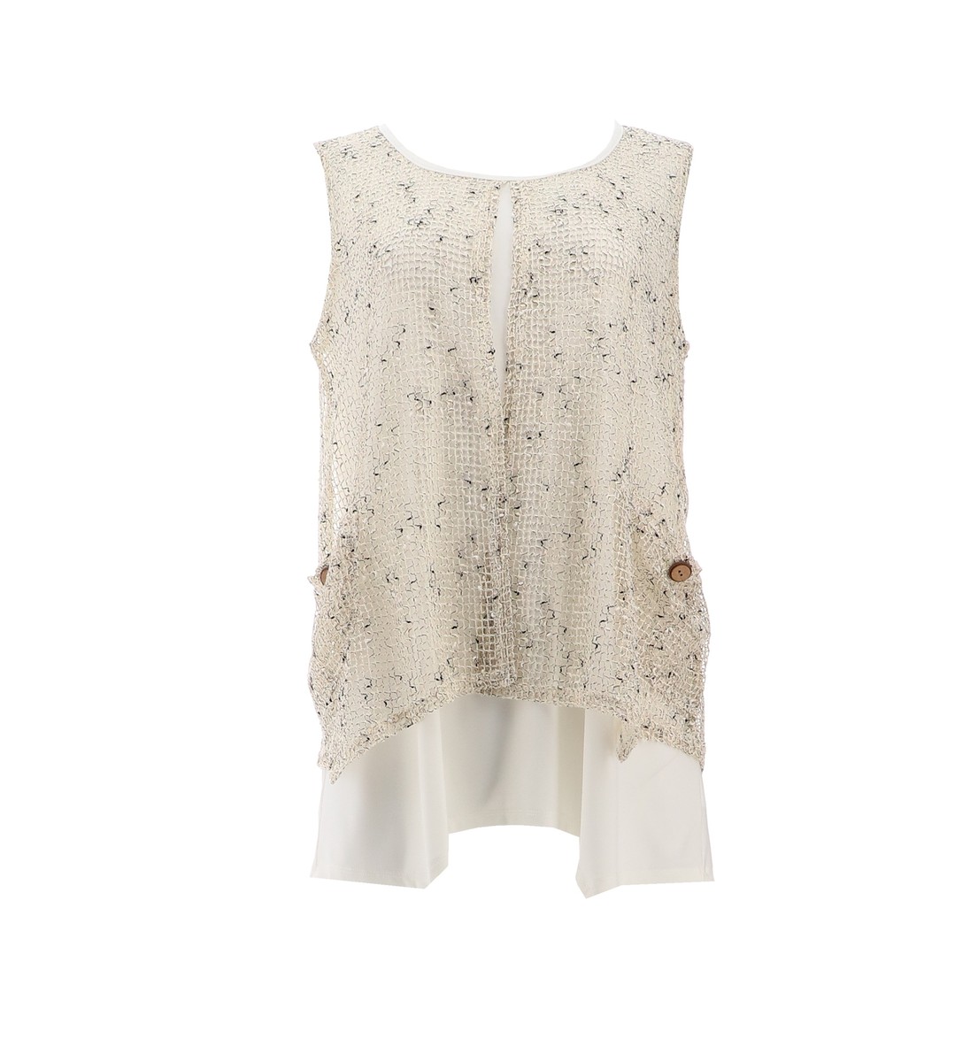 Nina Leonard Slvless Scoop Neck Tunic Tank NATURAL 2X NWOT