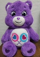 Share Bear 12" CARE BEAR Plush Toy Basic Fun 2021 Purple Lollipop Teddy FLAWS