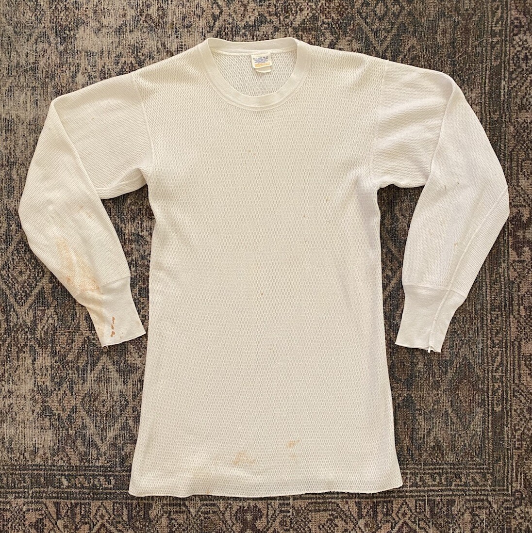 トップス 60s Sears vintage Thermal Shirt VTG 60s 70s Sears Roebuck Thermal Waffle Knit Long Sleeve Shirt XL