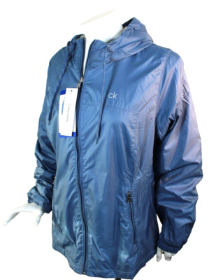 CALVIN KLEIN Size Large Bluestone Windbreaker Fleece Lined Hooded Jacket