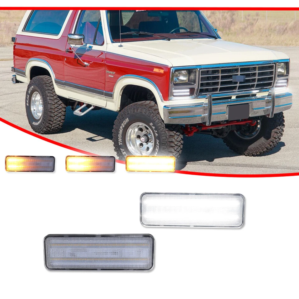 Switchback LED Front Parking Signal Lights Pair For Bronco F100 F150 F250 F350 - Image 3 of 4