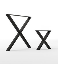 Industrial Table Legs - X Frame Design - Box Section Steel, Various Sizes