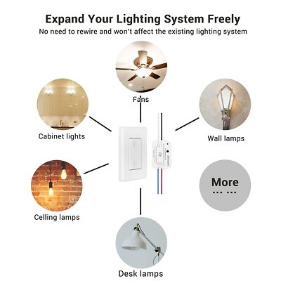 DEWENWILS Wireless Remote Control Light Switch Kit - Wall Mount For Lamps & Fans