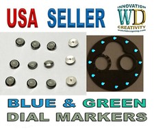 Watch Dial Hour Markers 12 pieces BLUE GREEN LUMINOUS 2.5mm Numerals Dots Bars
