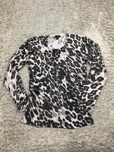 Ann Taylor leichter Strickjacke Pullover Damen Größe Small Petite lila Gepard