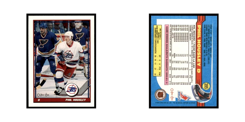 Phil Housley 1991 O-Pee-Chee #395 Winnipeg Jets Hockey Card NM - Image 3 of 3