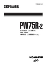 Komatsu PW75R-2 Wheeled Excavator Repair Shop Service Manual Workshop Book
