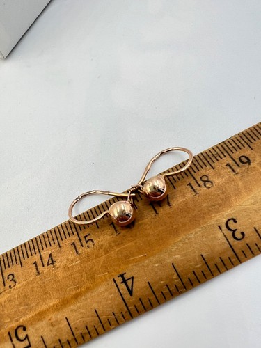 Ball Pea Vintage Soviet Gold 583 14k Earrings, Rose Gold Earrings hemispheres - Picture 15 of 16