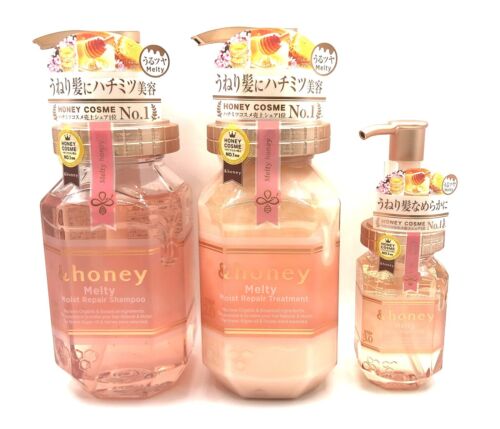 NEU & Honey Melty Moist Repair Shampoo, Behandlung & Haaröl Set Japan