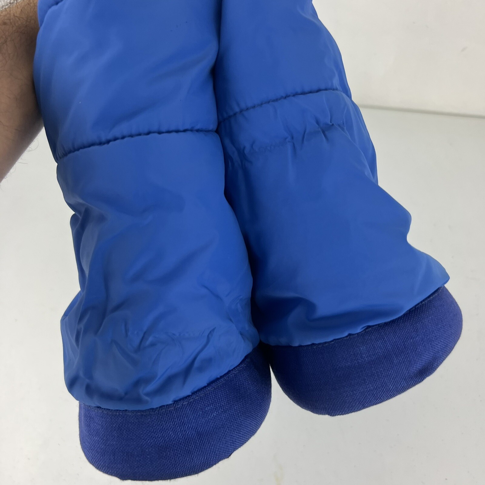 Vintage LL Bean Goose Down Blue Slippers Puffer Cabin Lodge Booties