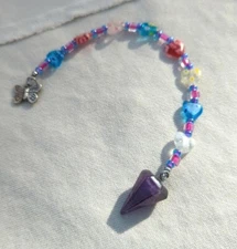 Amethyst Pendulum - Handmade Beaded Divination Tool - Crystal Point
