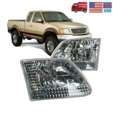 Headlights For 1997-2003 Ford F-150 F-250 2004 Heritage Expedition Chrome Lamps