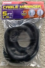 Prime CABLE MANAGER - 5ft x 1" Flexible Wire Cord Protector, Black PBCM0001, New