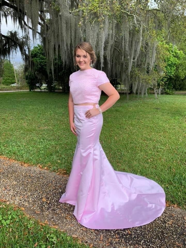open lace back dress Pearl Pink Deep V Satin Aline Prom Dress – Pandrodressy main image 1