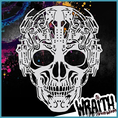 Cyberpunk Skull #1 - Reusable Airbrush Stencil Template