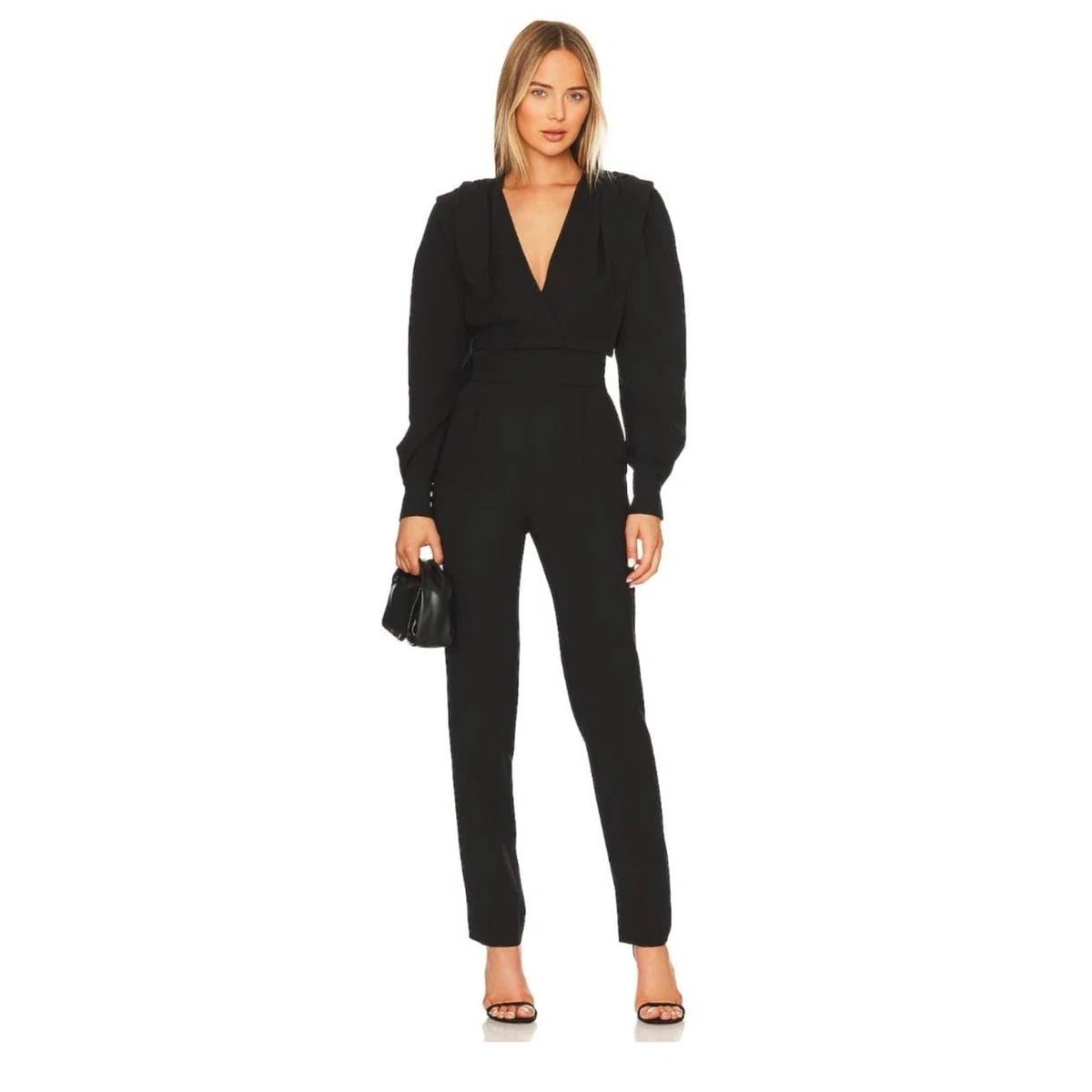 New IRO Tawana V Neck Long Sleeve Jumpsuit for Women in Black size 38 6