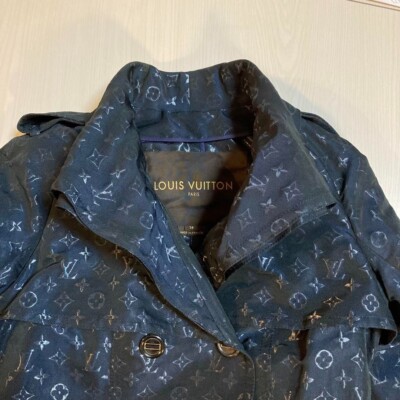 LOUIS VUITTON ネイビージャケット 38 Louis Vuitton Monogram Trench Coat Jacket Navy 38 LV JPN | eBay