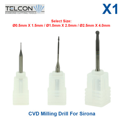 Dental Telcon CVD CAD/CAM Milling Drill For Dentsply Sirona Inlab Low-Vibration