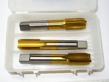 3 pcs VERMONT 1/2-14 NPSC 4 Flutes TiN Coated  Extra Length Pipe Taps USA