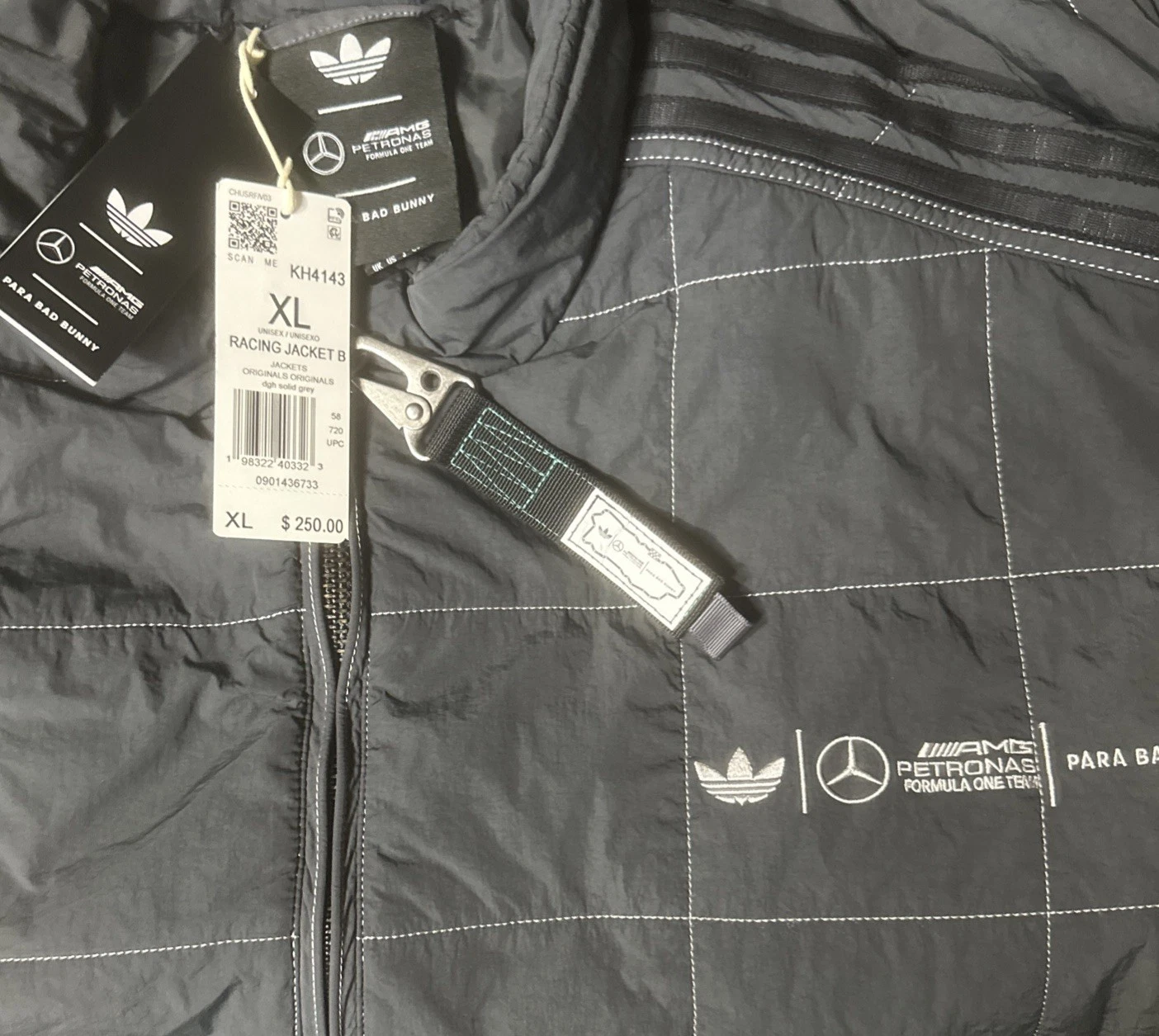 NWT Adidas Mercedes-AMG F1 Racing Jacket Bad Bunny Dark Grey XL KH4143 $250 image 3