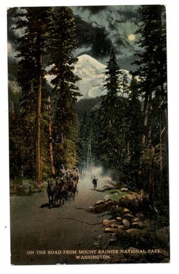 Mount Rainier National Park Washington snow full moon 1913 KURTZ Beecher IL PC
