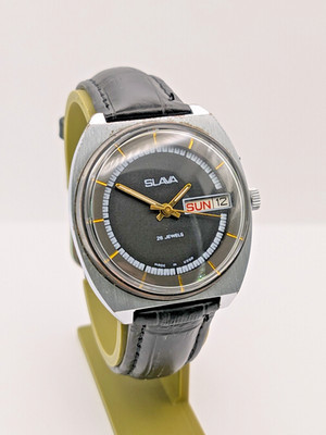 Vintage Watch Slava 2 MChZ 2428 Day Date Soviet USSR Men Mechanical 26 J 1980s