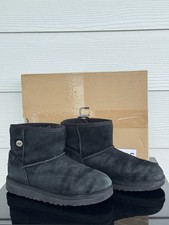 UGG Classic Mini Kids Youth 4 Black Suede Sheepskin Winter Boots EU 36 Cozy