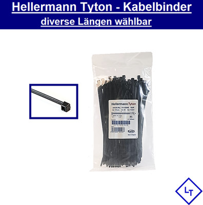 Hellermann Tyton Kabelbinder schwarz 2,5x100 3,5x150 4,7x205 4,7x300 VPE 100x