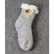 Muk Luks Aloe Infused Cabin Socks Grey Faux Fur Lined Slipper Socks S/M 6-8 NEW