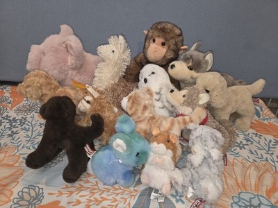 Lot of 14 Douglas Cuddle Toys Plush Dog, Cat, Pig, Llama, Owl, Bunny, Monkey