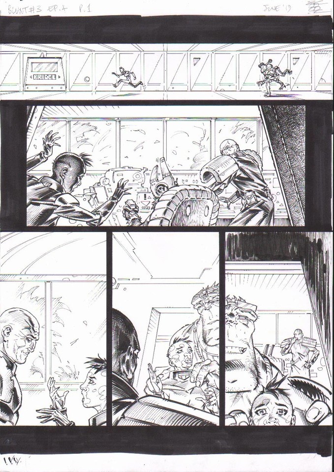 Boo Cook Blunt 3e4p1 Original comic art 2000AD Comic Art