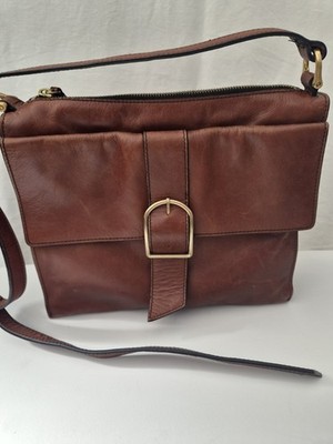  M&S Collection Umhängetasche hellbraun 100% Echtleder Crossbody Schnallendetail