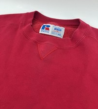 VTG 90s Russell Athletic High Cotton Crewneck Sweatshirt Mens 2XL Red USA Made