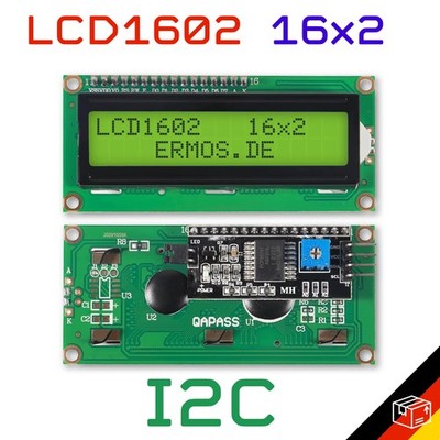 LCD1602 Display Grün Modul HD44780 I2C ESP32 ESP8266 Arduino Raspberry Pi 16x2