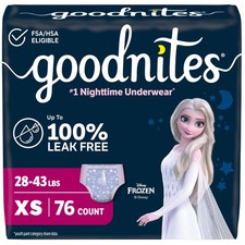 Goodnites Girls Nighttime Bedwetting Underwear X Small 28-43 lbs 76 Ct Size