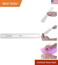 12-Inch Clear Plastic Ruler - Bendable  Shatterproof for Classroom Use