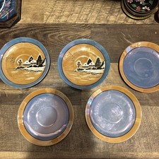 Ancien service de 5 soucoupes à thé Takito TT Lusterware peint à la main du Japon