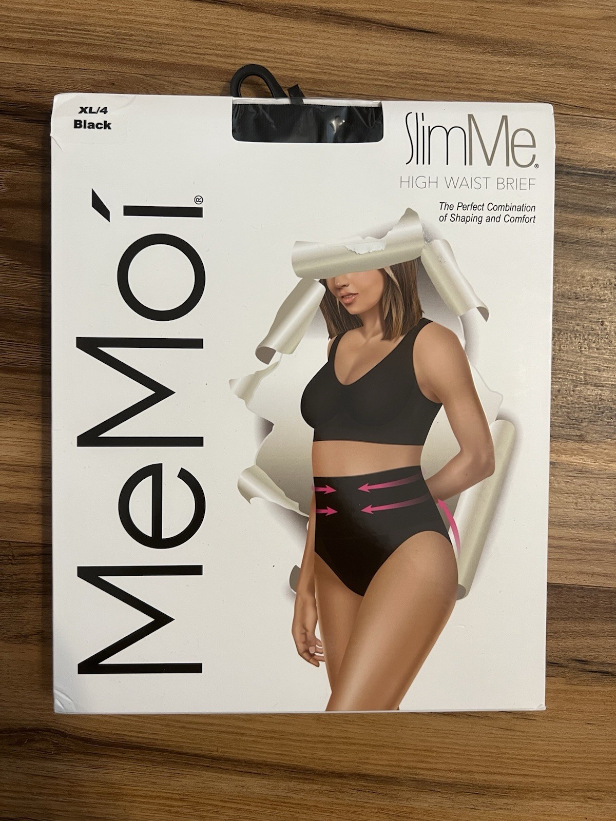 MeMoi Women's SlimMe Seamless Hi Waist Control Brief Panty MSM101 in Black XL/4