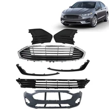 LABLT Front Bumper+Fog Light Cover&Grill Set For Ford Fusion 2019 2020 Trim Bar