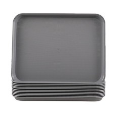 12 PCS Plastic Fast Food Serving Tray Restaurant Cafeteria Trays Grey