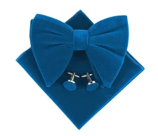 Dark Teal Oversized Velvet Bow Tie Designer Wedding Formal Mens Pre-Tied Big ...