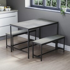 4 Seater Industrial Dining Set Table & Bench Space Saving Furniture