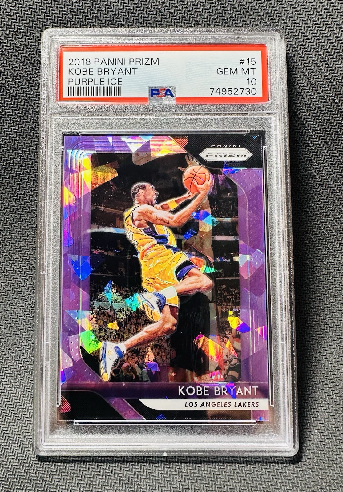 2018 Prizm Kobe Bryant Purple Ice /149 #15 PSA 10