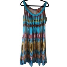 Tory Burch 12 Abstract Colorful Bright 100% Silk Dress Vacation Tropical Formal