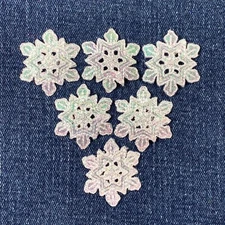 6-Pack Snowflake Applique Patch Embroidered Iridescent Shimmery Snow Badge 1.25"