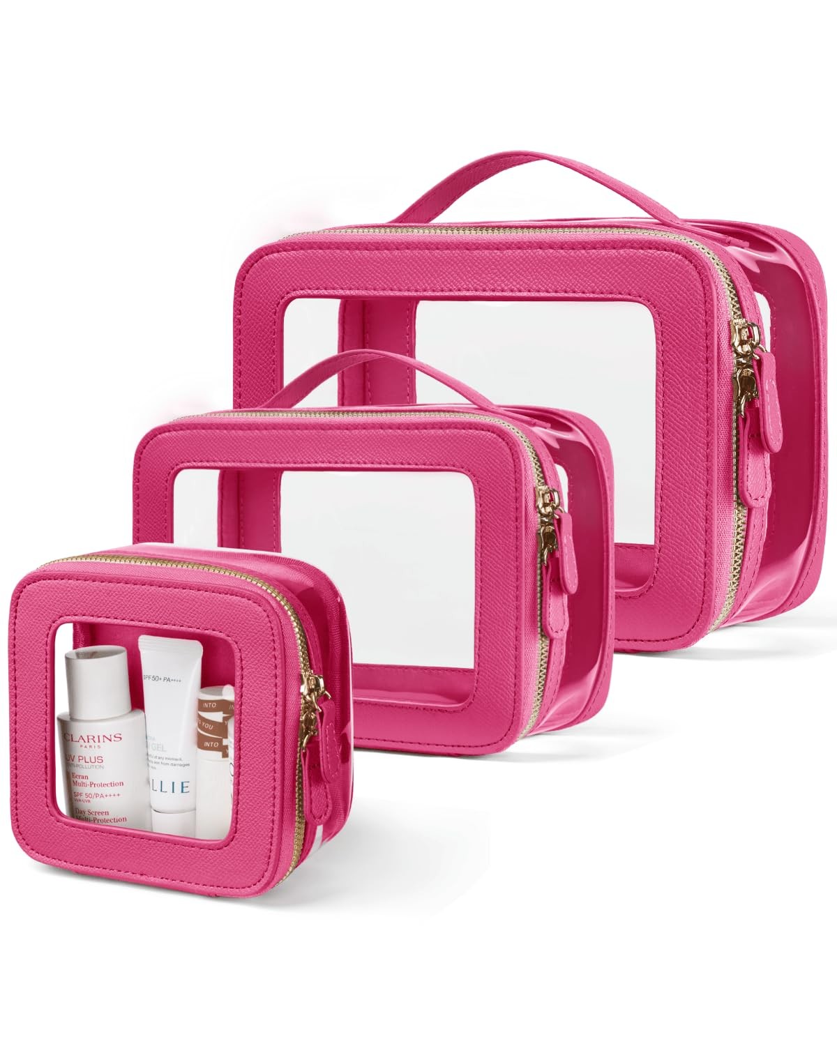Oaque Clear Cosmetic Bag Set for Women Makeup Bag with Handl