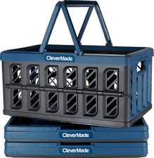 Eco Collapsible Shopping Basket with Handles, 24L Ocean, 3 Pack