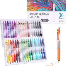 Acrylic Gel Pens for Coloring, 36 Colors Click Acrylic Paint Pens Set with 0.7Mm