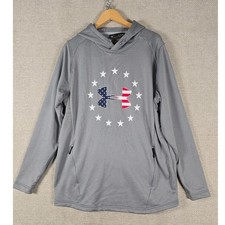 Under Armour Mens Freedom Hoodie Grey American Flag Stars Logo XL Fitted